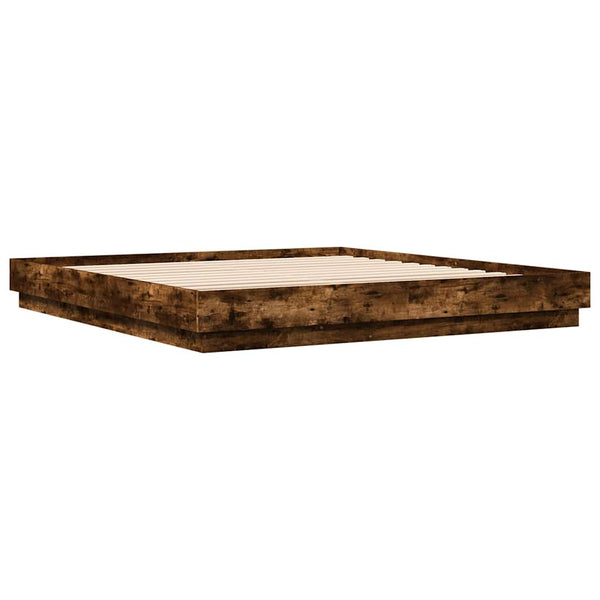 vidaXL LED Bed Frame Smoked Oak 180x200 cm