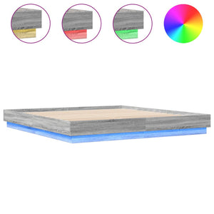 Bettgestell mit LED Grau 180x200 cm