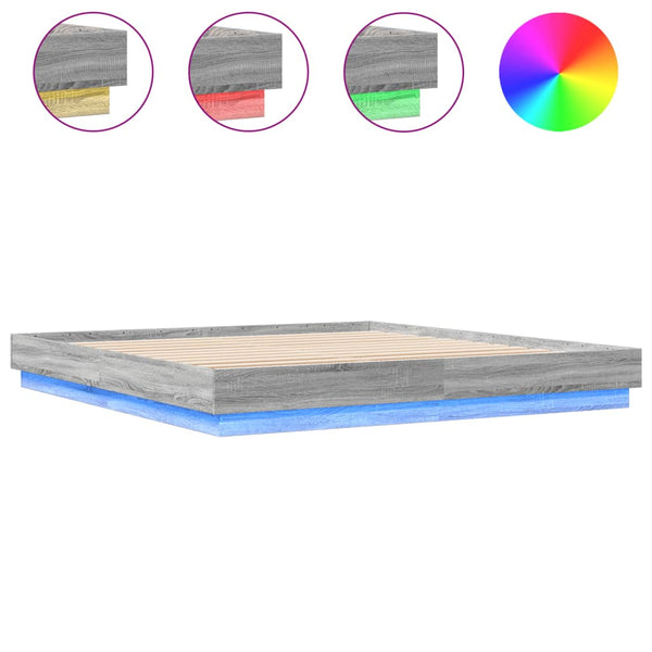 Bettgestell mit LED Grau 180x200 cm