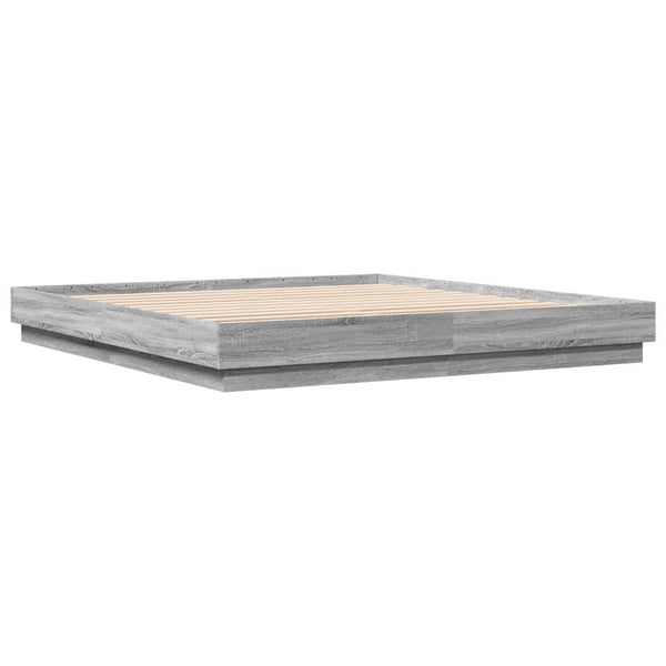 Bettgestell mit LED Grau 180x200 cm