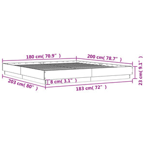 Bettgestell mit LED Grau 180x200 cm