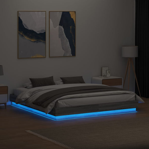 Bettgestell mit LED Grau 180x200 cm