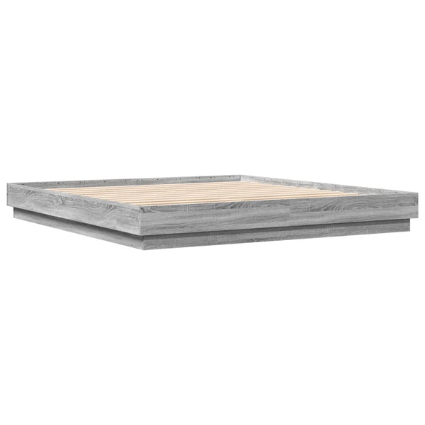 Bettgestell mit LED Grau 180x200 cm