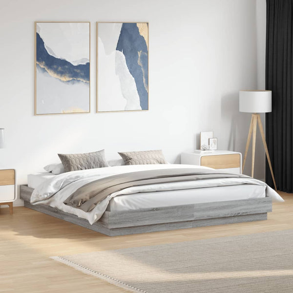 Bettgestell mit LED Grau 180x200 cm