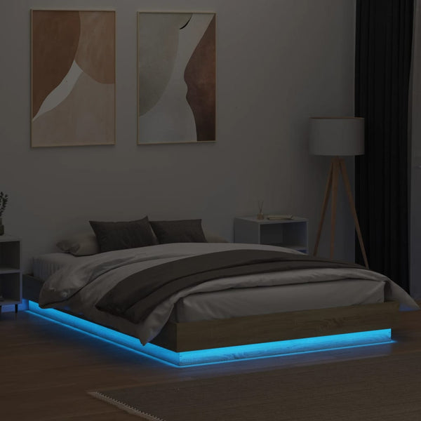vidaXL LED Bed Frame Sonoma Oak 160x200 cm