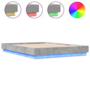 vidaXL Cadre de lit avec LED Gris Ciment 160x200 cm