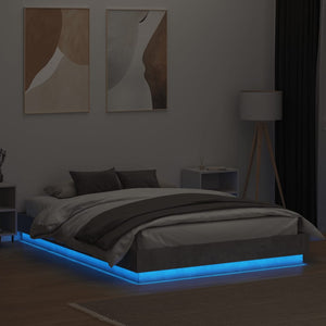 vidaXL Cadre de lit avec LED Gris Ciment 160x200 cm