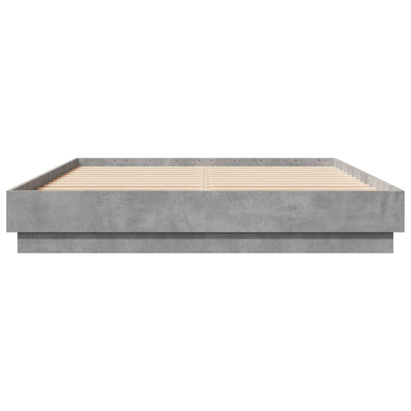 vidaXL Cadre de lit avec LED Gris Ciment 160x200 cm