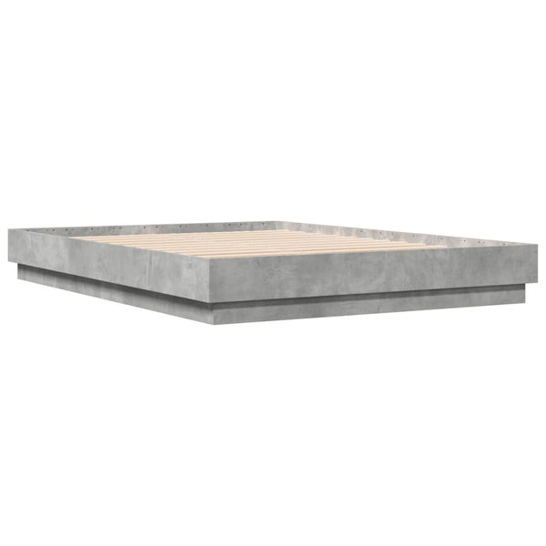 vidaXL Cadre de lit avec LED Gris Ciment 160x200 cm