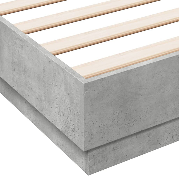 vidaXL Cadre de lit avec LED Gris Ciment 160x200 cm