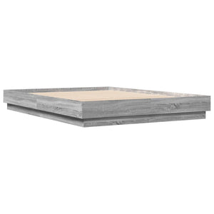 Bettgestell 160x200 cm mit LED Grau Sonoma-Eiche