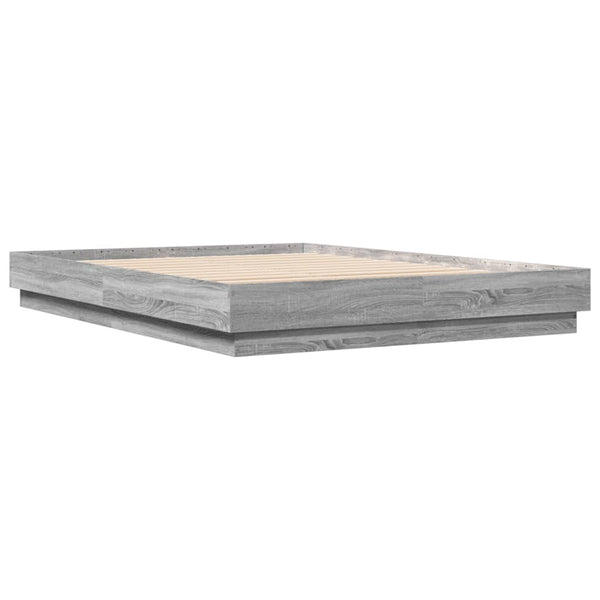 Bettgestell 160x200 cm mit LED Grau Sonoma-Eiche