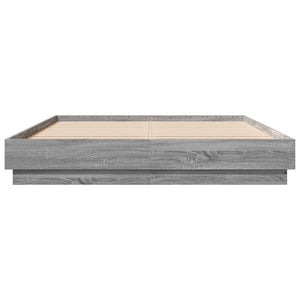 Bettgestell 160x200 cm mit LED Grau Sonoma-Eiche