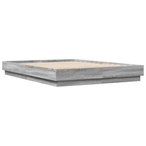Bettgestell 160x200 cm mit LED Grau Sonoma-Eiche