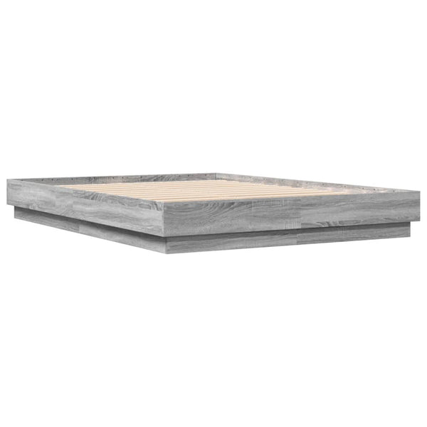 Bettgestell 160x200 cm mit LED Grau Sonoma-Eiche