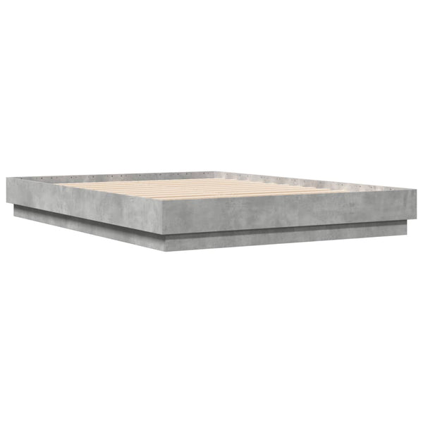 Bettgestell mit LED Betongrau 150x200 cm