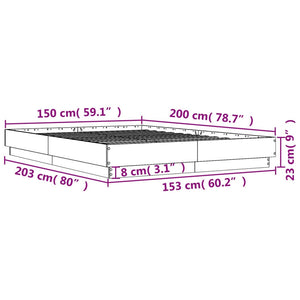 Bettgestell mit LED Betongrau 150x200 cm