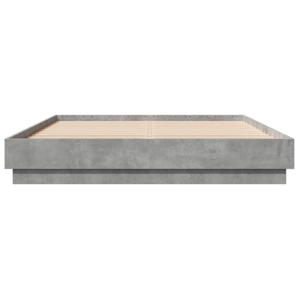 Bettgestell mit LED Betongrau 150x200 cm