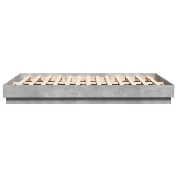 Bettgestell mit LED Betongrau 150x200 cm