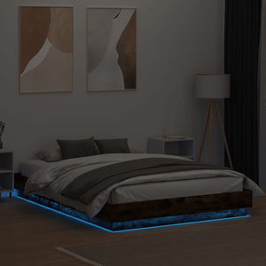 Bettgestell Räuchereiche mit LED 150x200 cm