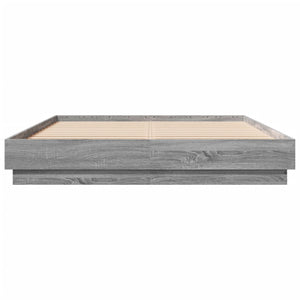 Bettgestell 150x200 cm mit LED Grau Sonoma-Eiche