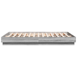 Bettgestell 150x200 cm mit LED Grau Sonoma-Eiche