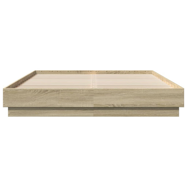 Bettgestell 140x200 cm mit LED Sonoma-Eiche
