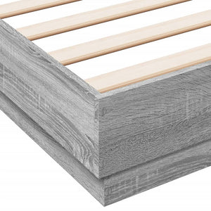 Bettgestell 140x200 cm mit LED Grau Sonoma-Eiche