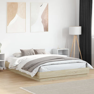 vidaXL Cadre de lit avec LED Chêne Sonoma 120x200 cm