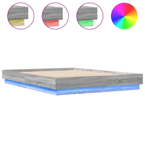 vidaXL Cadre de lit avec LED Gris Chêne Sonoma 120x200 cm