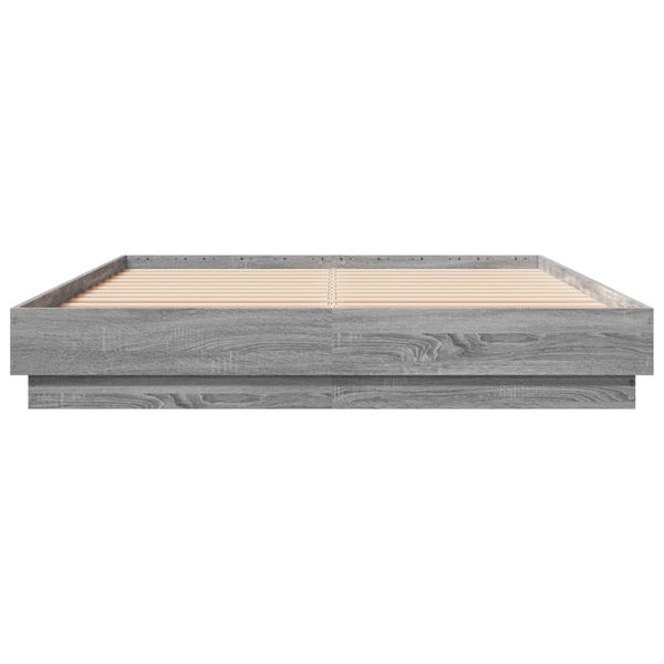 vidaXL Cadre de lit avec LED Gris Chêne Sonoma 120x200 cm