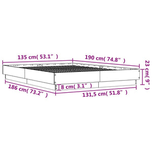 Bettgestell mit LED Schwarz 135x190 cm