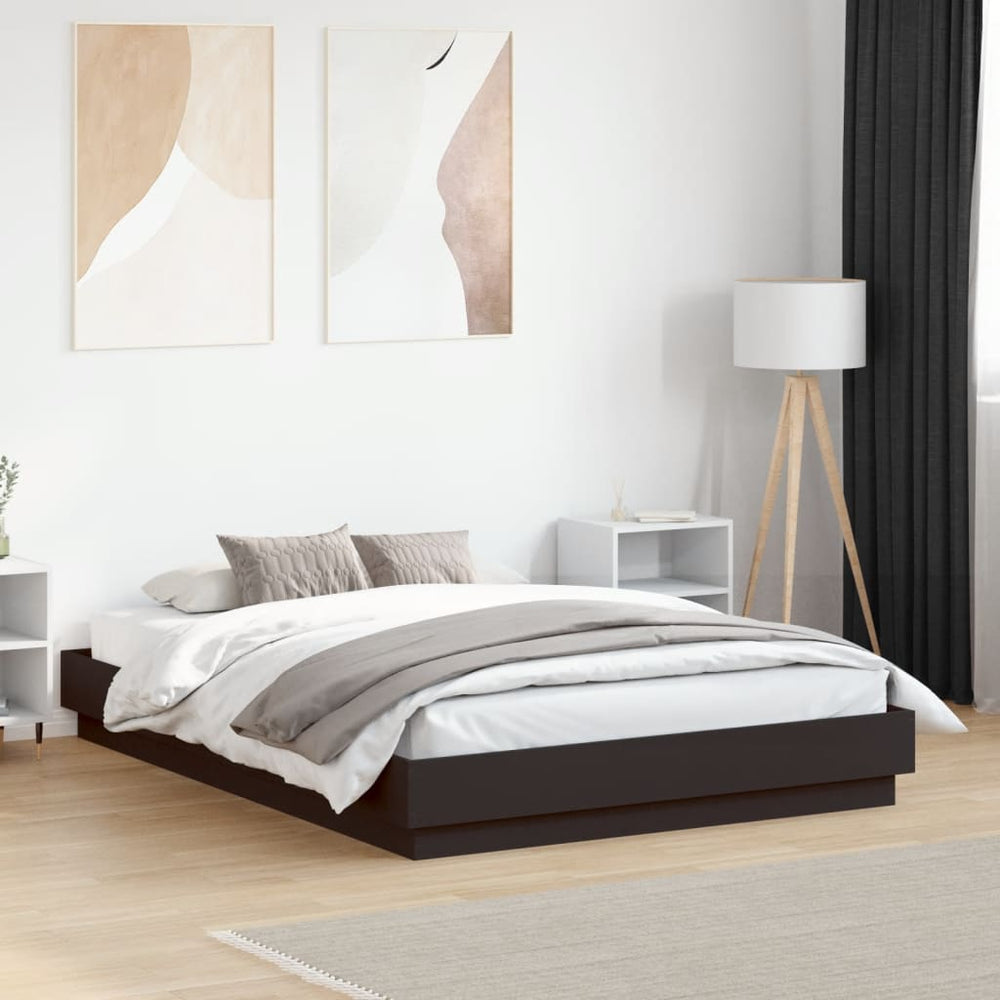 vidaXL Cadre de lit avec LED Noir 135x190 cm