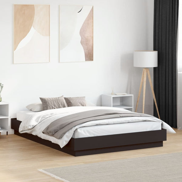 Bettgestell mit LED Schwarz 135x190 cm