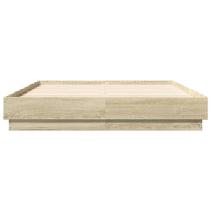 vidaXL Cadre de lit avec LED Chêne Sonoma 135x190 cm