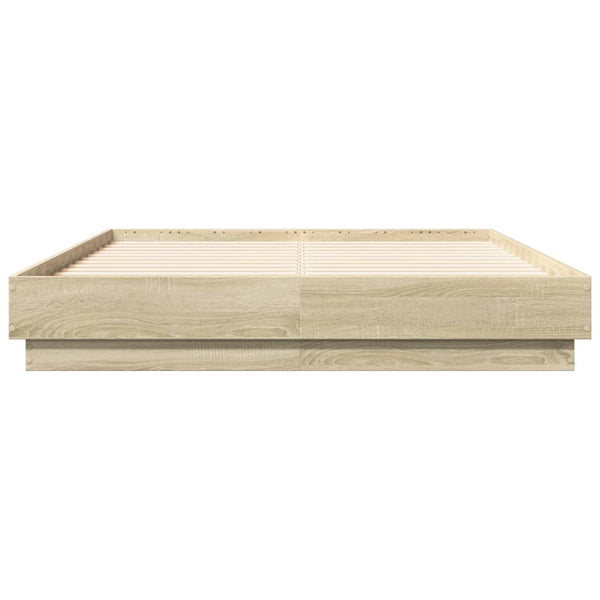 vidaXL Cadre de lit avec LED Chêne Sonoma 135x190 cm