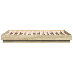 vidaXL Cadre de lit avec LED Chêne Sonoma 135x190 cm