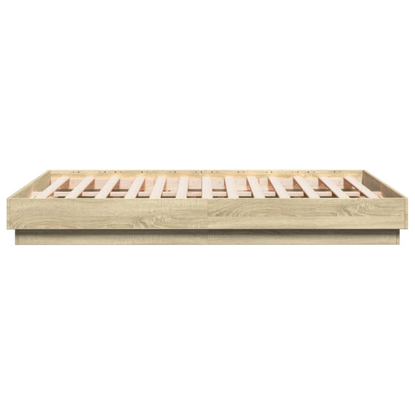 vidaXL Cadre de lit avec LED Chêne Sonoma 135x190 cm