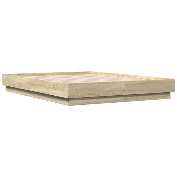 vidaXL Cadre de lit avec LED Chêne Sonoma 135x190 cm