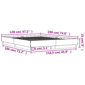 Bettgestell mit LED Sonoma-Eiche 120x190 cm