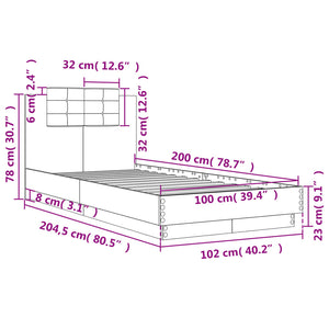 Bettgestell Weiß 100x200 cm mit Kopfteil