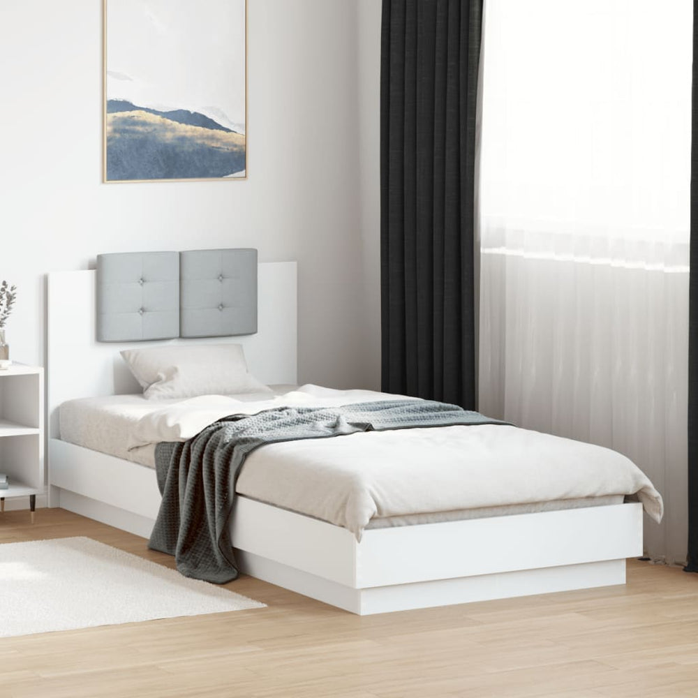 vidaXL Cadre de lit avec tête de lit Blanc 100x200 cm Bois d'ingénierie