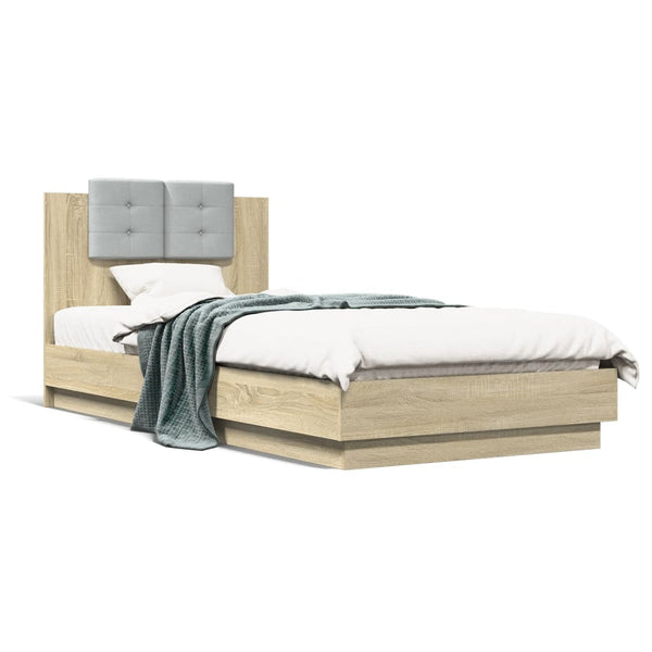 vidaXL Cadre de lit avec tête de lit chêne Sonoma 100x200 cm Bois d'ingénierie