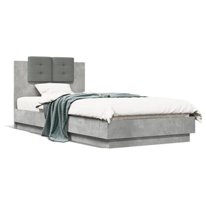 vidaXL Cadre de lit avec tête de lit Gris béton 100x200 cm Bois d'ingénierie