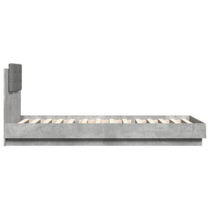 vidaXL Cadre de lit avec tête de lit Gris béton 100x200 cm Bois d'ingénierie