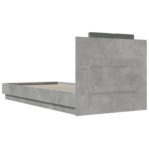 vidaXL Cadre de lit avec tête de lit Gris béton 100x200 cm Bois d'ingénierie