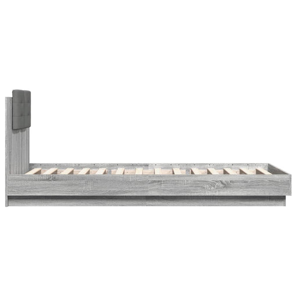 Bettgestell 100x200 cm Grau Sonoma mit Kopfteil