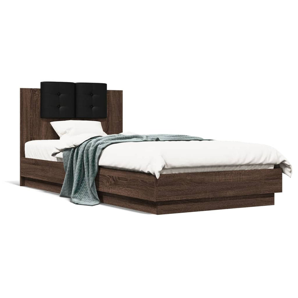 Bettgestell 100x200 cm Braun Eiche mit Kopfteil
