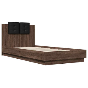 Bettgestell 100x200 cm Braun Eiche mit Kopfteil