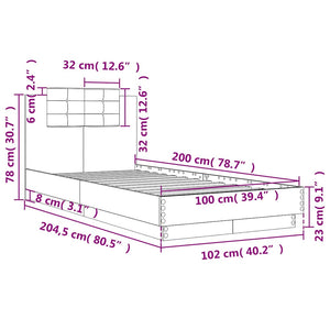Bettgestell 100x200 cm Braun Eiche mit Kopfteil